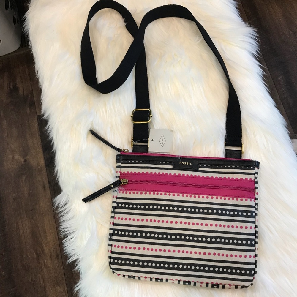 Fossil Fuschia & Black Eliza Pink Dots Crossbody